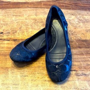 COACH Aria Navy Blue Suede Flats